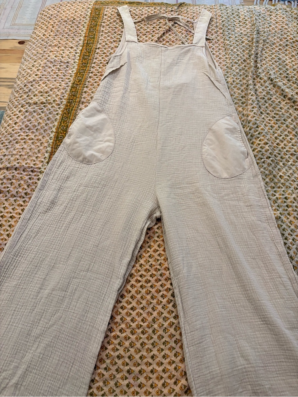 NWOT Zenana Outfitters Cream Wide-Leg Cotton Blend Jumpsuit - Picture 4 of 11